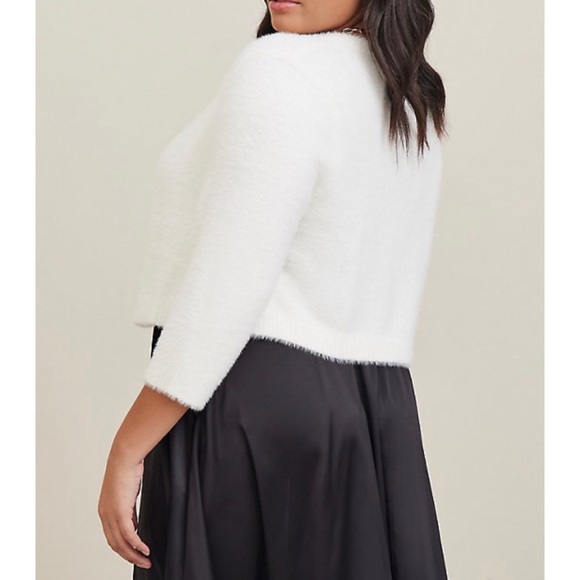 🆕 White Eyelash Shrug Sweater Cardigan 1 1X 14 16 NWT Torrid New! Ivory - Picture 3 of 5